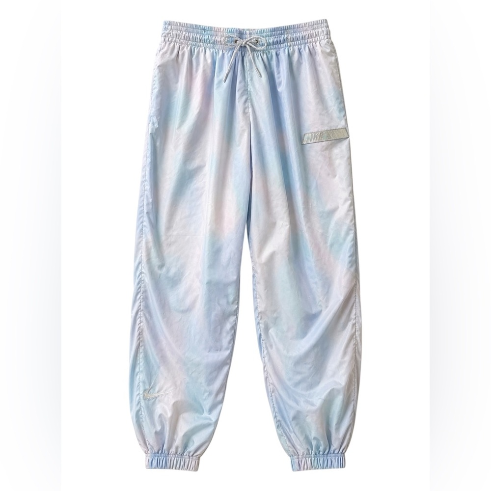 Nike Sportswear Woven Joggers Blue Ghost Tie Dye Pastel Iridescent Logo Pants S